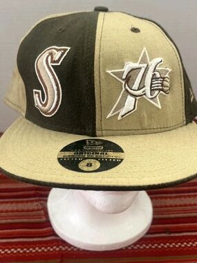 New RARE VINTAGE Philadelphia 76ers Hat Cap Fitted 8 Iverson Split Panel NBA Era